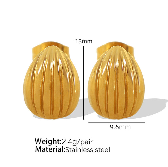 Women's 316L Stainless Steel Fanshaped And Dropshaped Retro Earrings With Electroplating Treatment Simple Style