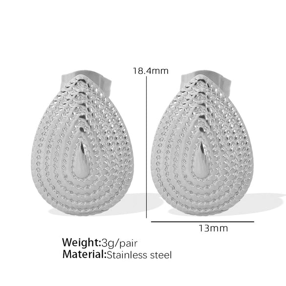 Women's 316L Stainless Steel Fanshaped And Dropshaped Retro Earrings With Electroplating Treatment Simple Style
