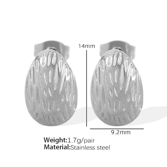 Women's 316L Stainless Steel Fanshaped And Dropshaped Retro Earrings With Electroplating Treatment Simple Style