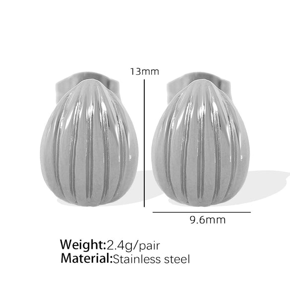 Women's 316L Stainless Steel Fanshaped And Dropshaped Retro Earrings With Electroplating Treatment Simple Style