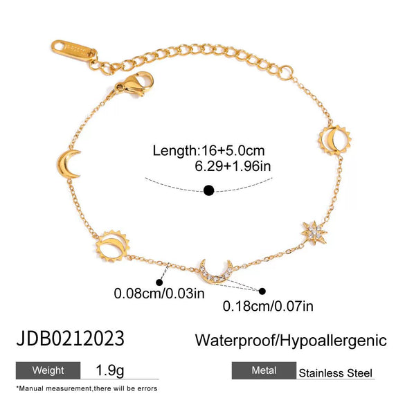 Women's Titanium Steel Fashion Allmatch Colorfree Bracelet With Diamond Star Moon Geometric And Fruit Pattern Electroplated
