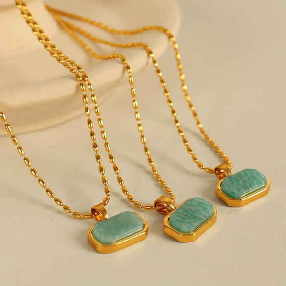 Women's 316L Stainless Steel Fashion Ite Natural Stone Necklace With Electroplating