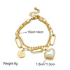 Women's Titanium Steel Fashion Retro Simple Design Irregular Double Layer Chain Love Lettering Round Pendant Bracelet With Electroplating Treatment