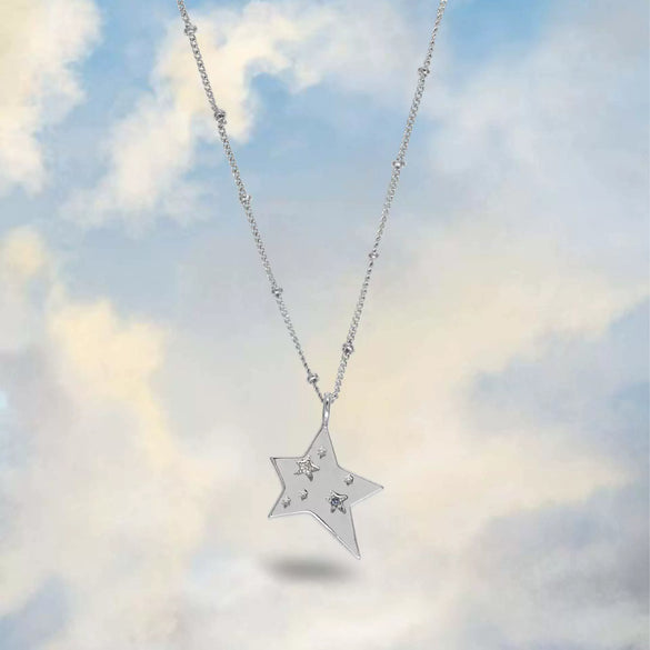 Women's Titanium Steel Fivepointed Star Geometric Personality Clavicle Necklace With Furnace Vacuum Electroplating