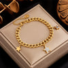 Women's Titanium Steel Fivepointed Star Retro Simple Allmatch Electroplated Bracelet