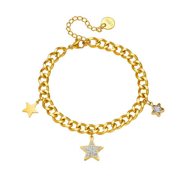 Women's Titanium Steel Fivepointed Star Retro Simple Allmatch Electroplated Bracelet