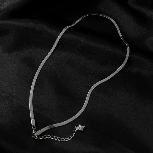 Women's Titanium Steel Flat Snake Chain Necklace Simple Geometric Clavicle Necklace With Electroplated Elegant Minimalist Style