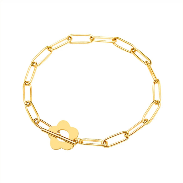 Women's 316L Stainless Steel Flower Joker Bracelet 18K Gold Plated