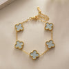 Women's Titanium Steel Four Leaf Clover Bracelet With Electroplated Flower Design Light Luxury Jewelry Gift