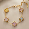 Women's Titanium Steel Four Leaf Clover Bracelet With Electroplated Flower Design Light Luxury Jewelry Gift