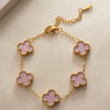 Women's Titanium Steel Four Leaf Clover Bracelet With Electroplated Flower Design Light Luxury Jewelry Gift