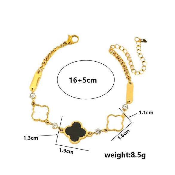Women's Titanium Steel Four Leaf Clover Bracelet With Electroplating Treatment