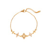 Women’s Titanium Steel Four Leaf Clover Bracelet With Rhombus Pattern And 18K Gold Plated Brass Hardware Vintage Style