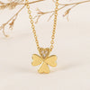 Women's Titanium Steel Four Leaf Clover Diamond Mixed Gem Inlay Necklace With Flower Pattern And Cross Chain Style
