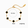 Women's Titanium Steel Four Leaf Clover Flower Pendant Necklace With Real Gold Plating And Geometric Floral Charm