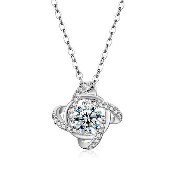 Women's Titanium Steel Four Leaf Clover Necklace With Micro Inlaid Zircon Pendant Simple O Chain Jewelry