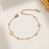 Women's Titanium Steel Fourleaf Clover Bracelet With Electroplating And Letters Numbers Text Design