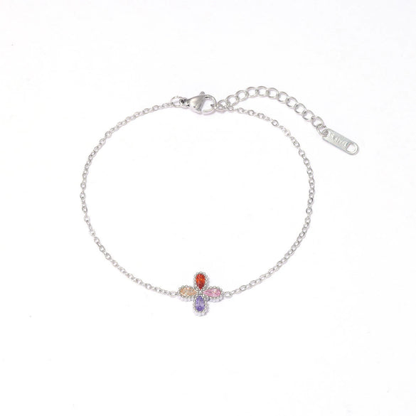Women's Titanium Steel Fourleaf Clover Geometric Light Luxury Exquisite Electroplated Bracelet Jewelry
