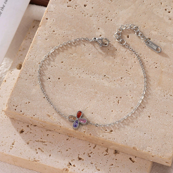 Women's Titanium Steel Fourleaf Clover Geometric Light Luxury Exquisite Electroplated Bracelet Jewelry