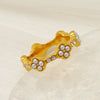 Women's 316L Stainless Steel Fourleaf Clover Geometric Style Electroplated Ring