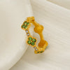 Women's 316L Stainless Steel Fourleaf Clover Geometric Style Electroplated Ring