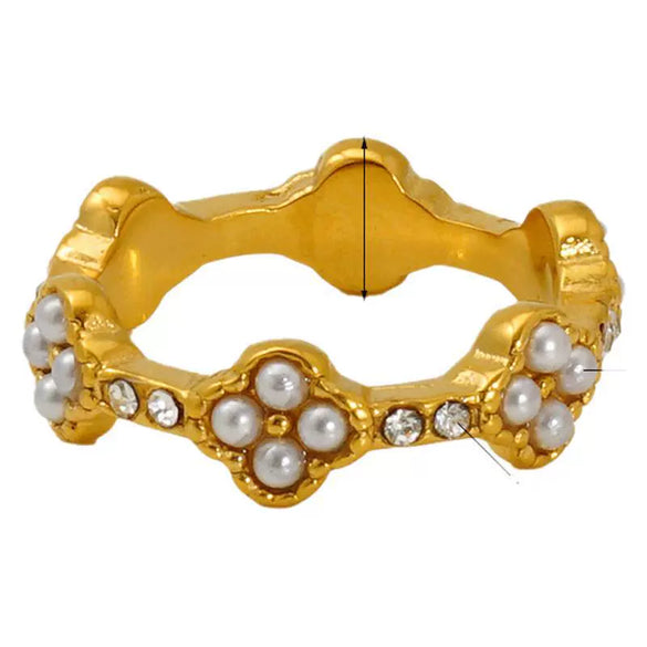 Women's 316L Stainless Steel Fourleaf Clover Geometric Style Electroplated Ring