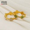 Women's 316L Stainless Steel Fourleaf Clover Geometric Style Electroplated Ring