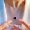 Women's Titanium Steel Fourleaf Clover Mixed Gem Inlay Electroplated Light Luxury Necklace