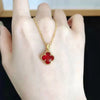 Women's Titanium Steel Fourleaf Clover Mixed Gem Inlay Electroplated Light Luxury Necklace