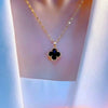 Women's Titanium Steel Fourleaf Clover Mixed Gem Inlay Electroplated Light Luxury Necklace