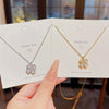 Women's Titanium Steel Fourleaf Floral Pendant Necklace With Mixed Gem Inlay And Inlaid Zircon Geometric Light Luxury Style