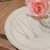 Women's Titanium Steel Fourleaf Floral Pendant Necklace With Mixed Gem Inlay And Inlaid Zircon Geometric Light Luxury Style