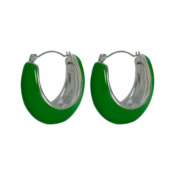 Women's 316L Stainless Steel French Retro Style Earrings With Geometric Ushaped And Dropshaped Patterns And Dripping Oil Design