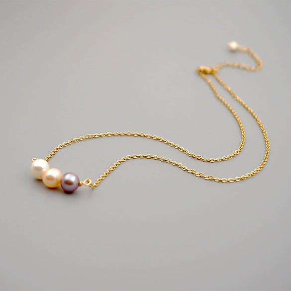 Women's Titanium Steel Freshwater Pearl Clavicle Chain With Geometric Style And Pearl Setting