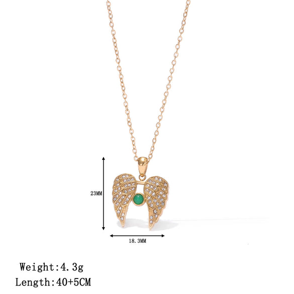 Women's Titanium Steel Geometric Angel Wings Necklace With Electroplating