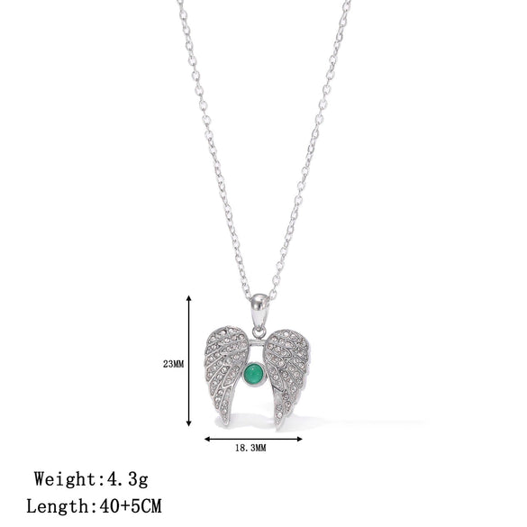 Women's Titanium Steel Geometric Angel Wings Necklace With Electroplating