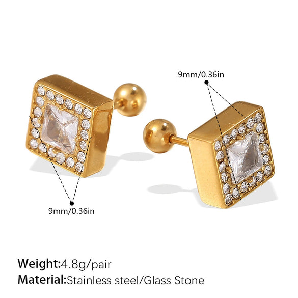 Women's 316L Stainless Steel Geometric Asymmetrical Electroplated Earrings