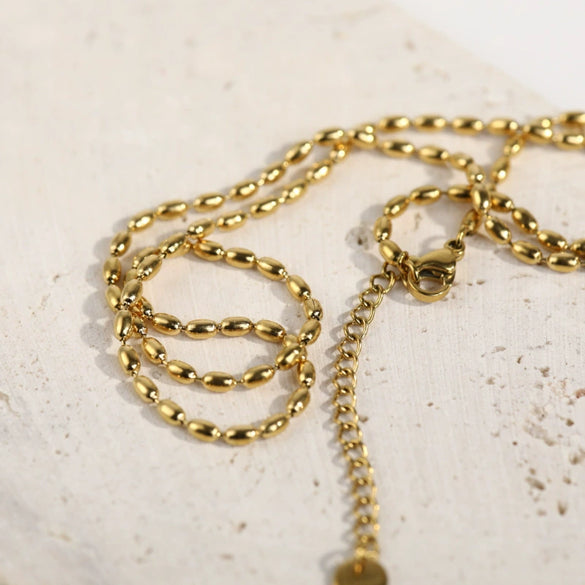Women's Titanium Steel Geometric Bead Chain Necklace With Electroplating Treatment Simple Style