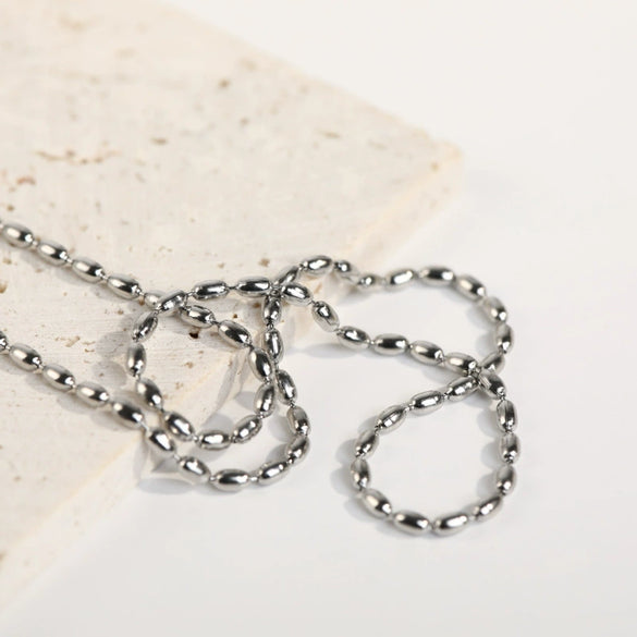 Women's Titanium Steel Geometric Bead Chain Necklace With Electroplating Treatment Simple Style