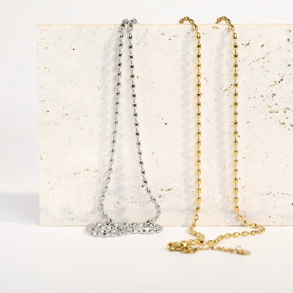 Women's Titanium Steel Geometric Bead Chain Necklace With Electroplating Treatment Simple Style