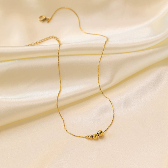 Women's Titanium Steel Geometric Bead Necklace With Electroplating And Bamboo Chain Style Ins Niche Design