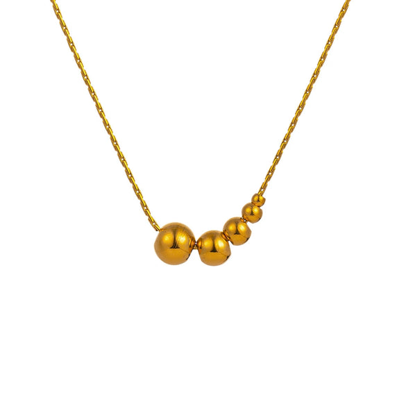 Women's Titanium Steel Geometric Bead Necklace With Electroplating And Bamboo Chain Style Ins Niche Design