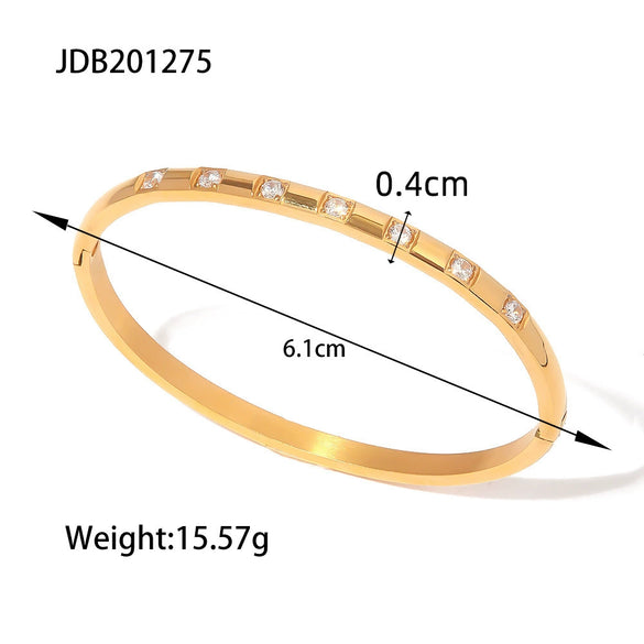 Women's Titanium Steel Geometric Bracelet With Rhinestone Clasp Electroplated Stainless Steel Non Fading Light Luxury Jewelry