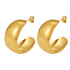 Women's 316L Stainless Steel Geometric C Shaped Light Luxury Wide Glaze Exaggerated Earrings Pvd Color Retaining Electroplated