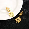 Women's Titanium Steel Geometric Clover Ear Studs Earrings With Electroplating