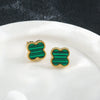 Women's Titanium Steel Geometric Clover Ear Studs Earrings With Electroplating