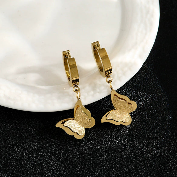 Women's Titanium Steel Geometric Clover Ear Studs Earrings With Electroplating