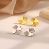 Women's Titanium Steel Geometric Clover Ear Studs Earrings With Electroplating