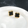 Women's Titanium Steel Geometric Clover Ear Studs Earrings With Electroplating