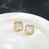 Women's Titanium Steel Geometric Clover Ear Studs Earrings With Electroplating